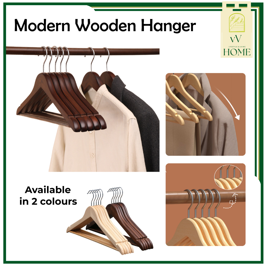 Modern Style Wooden Hanger / Wood Clothes Hanger | Shopee Malaysia