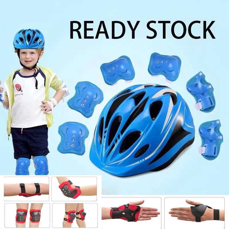 Kids Protective Gear Set Boy Girl Helmet Knee Elbow Pad Sets Children