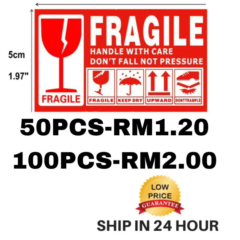 50,100PCS FRAGILE Sticker Fragile Label 9*5cm Warning Label Ready Stock ...