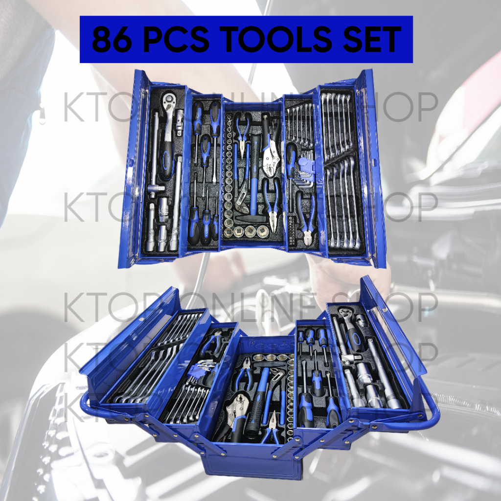 86Pcs Tool Set - Tools Box Set - Box Socket Set - Spanner Set | Shopee ...