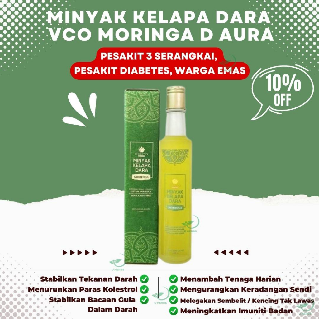 Minyak Kelapa Dara D Aura Rasberi Moringa Gold Original VCO Ibu Mengandung Extra Virgin Coconut