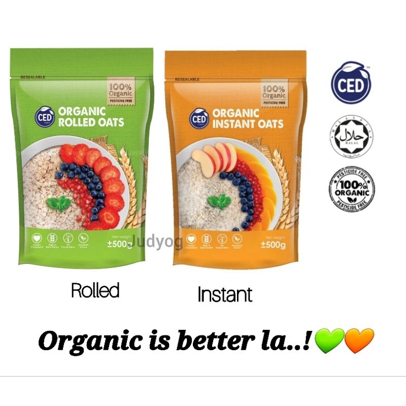 CED 100 Organic Instant Oat / Rolled Oat 500g makanan organik food