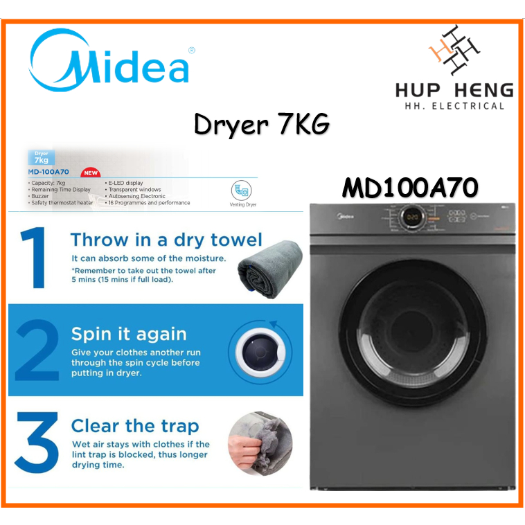 Midea Dryer (7 kg) MD100A70 Shopee Malaysia