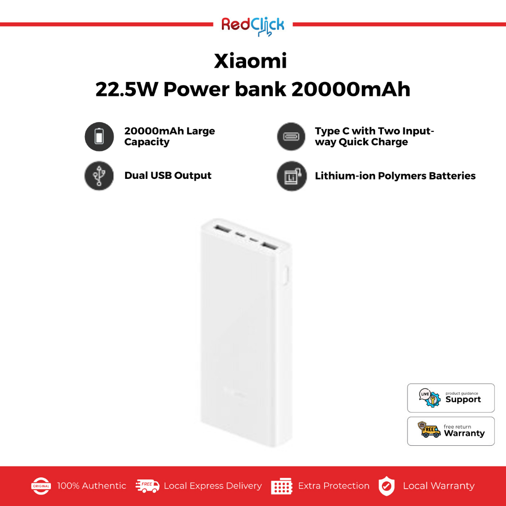 New Xiaomi Power Bank 20000mAh 22.5W 18W PB2022ZM PD Two Way Fast Charging  Powerbank Portable Battery For iPhone 13