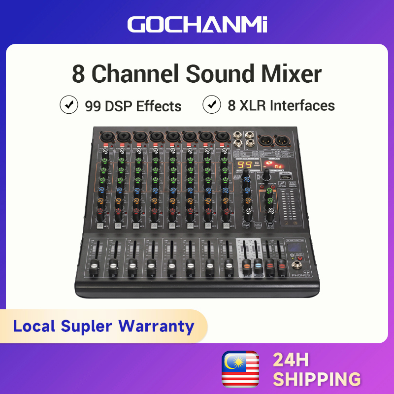[Ready Stock]GOCHANMI 8 Channel Sound Mixer NX800 Bluetooth Audio Mixer