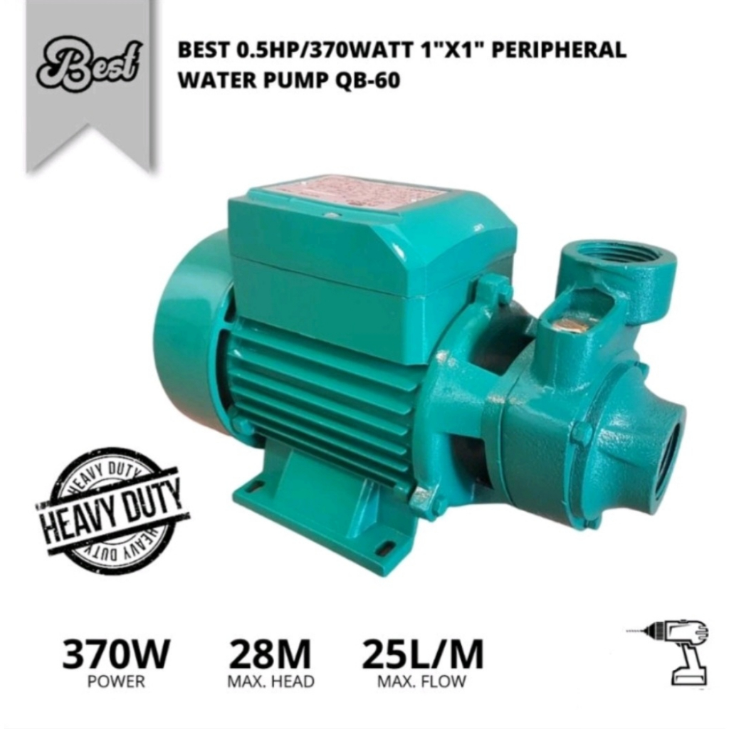 "BEST" Peripheral Water Pump ( QB601 ) Home Water Booster Pump 0.5HP