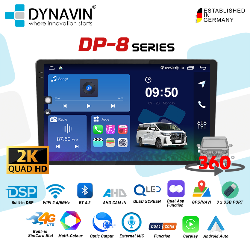 Dynavin DP8 Series 9"/10" Andriod Player With 4G LTE,QLED 2K ,DTS Sound