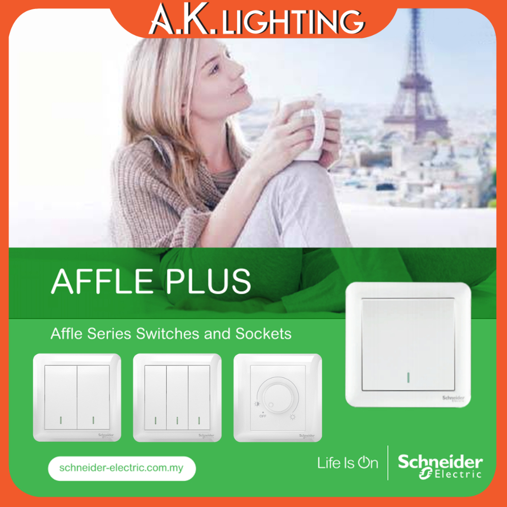 Schneider Affle Plus Series Switch & Socket (White) | Shopee Malaysia