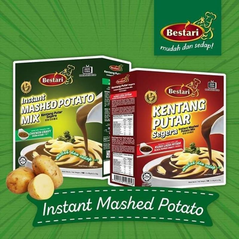 Bestari Instant Mashed Potato Ship In 24h Chicken Gravy Black