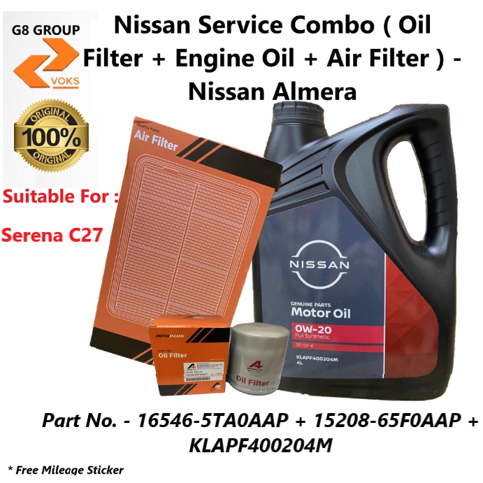 Nissan Service Combo ( Oil Filter + Engine Oil + Air Filter ) Nissan