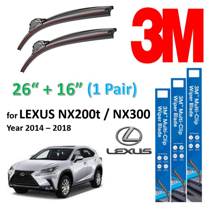3M MultiClip Wiper Blades for LEXUS NX200t / NX300. Year 2014 2018