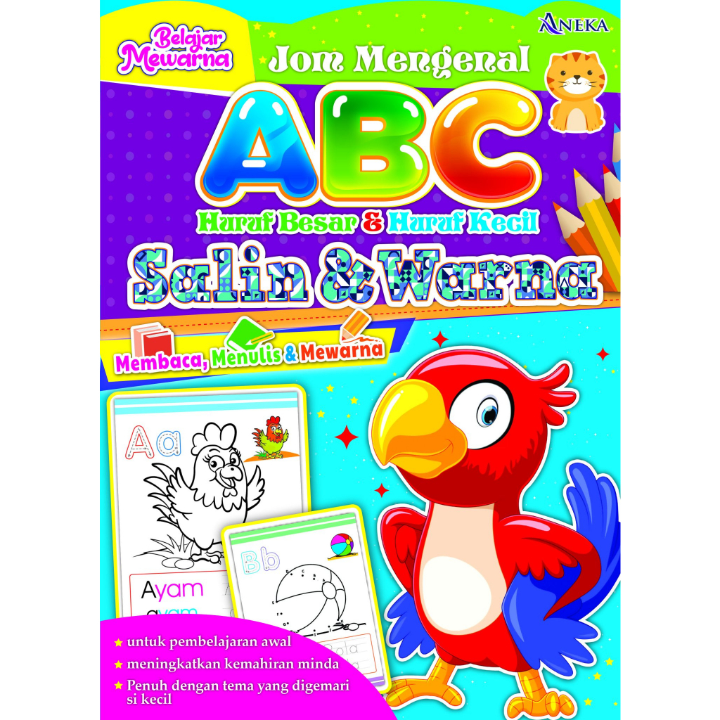 READ, WRITE & COLOUR COLORING JOM MENGENAL ABC HURUF BESAR & KECIL