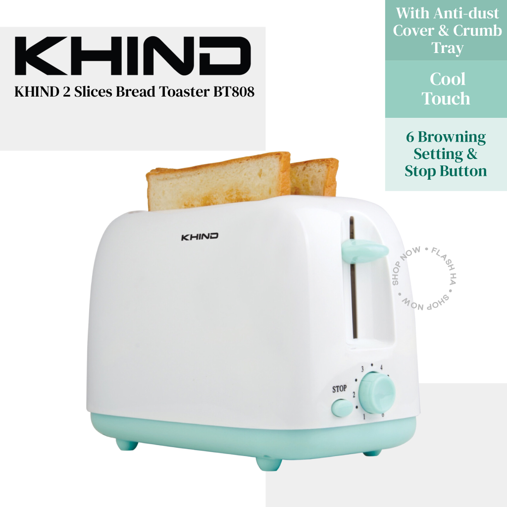 KHIND 2-Slices Toaster with Anti-dust Cover BT-808 | Shopee Malaysia