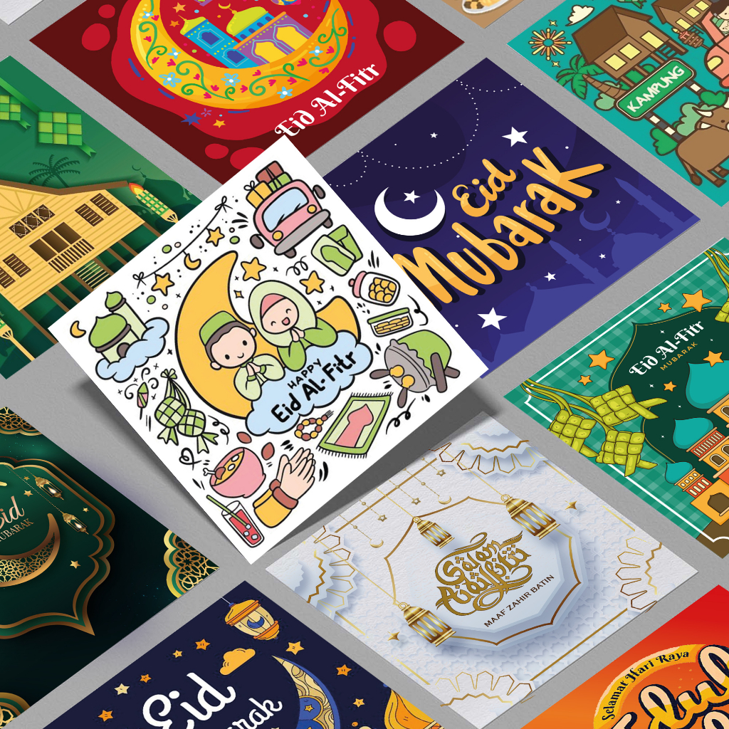 10pcs Kad Hari Raya Mini Square | Shopee Malaysia