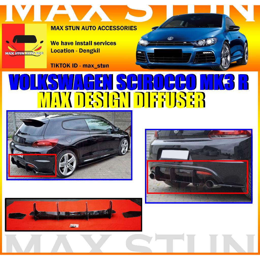 VOLKSWAGEN VW SCIROCCO R TSI 1.4T 2.0T MAXTON DESIGN REAR DIFFUSER ...