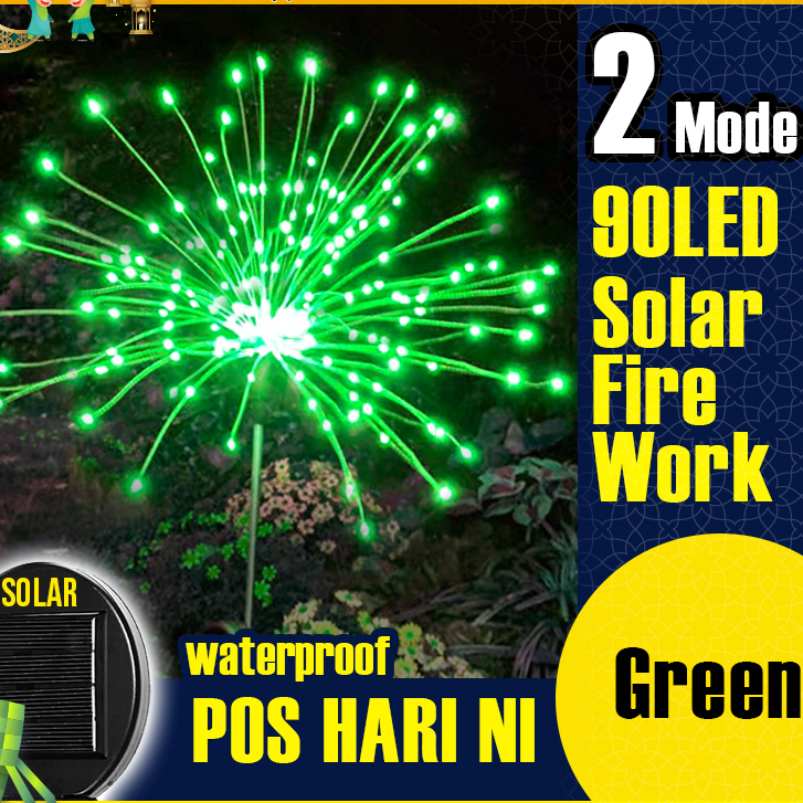 2024 Viral 33m Led Solar Lampu Lip Lap Hari Raya Outdoor Waterproof Fairy String Light Kelap