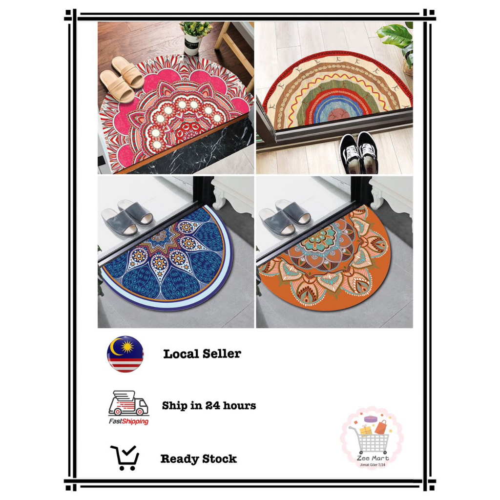 Half Round Entrance Doormat 40*80cm 45*95cm Anti Slip Floor Mat Boho ...
