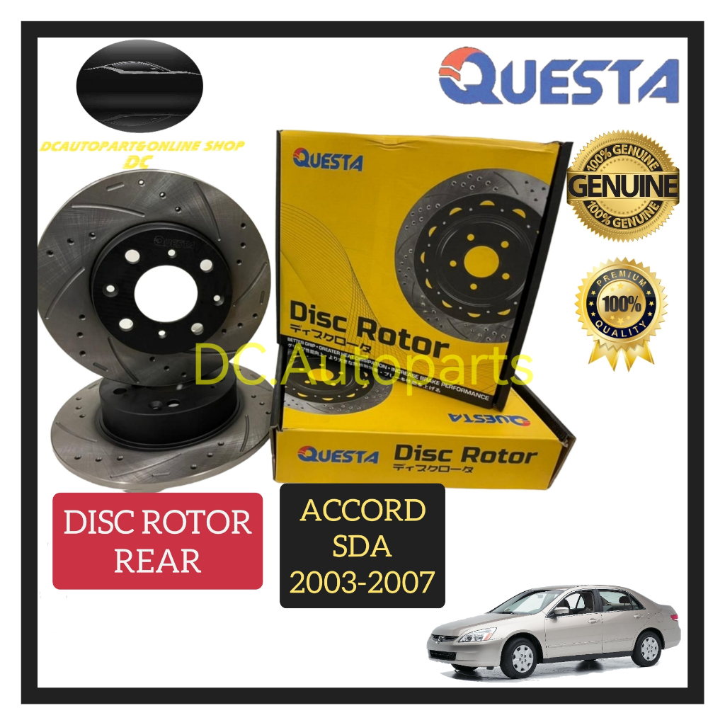 QUESTA HONDA ACCORD SDA 2003-2007 SPORT BRAKE DISC ROTOR (REAR 1PAIR ...
