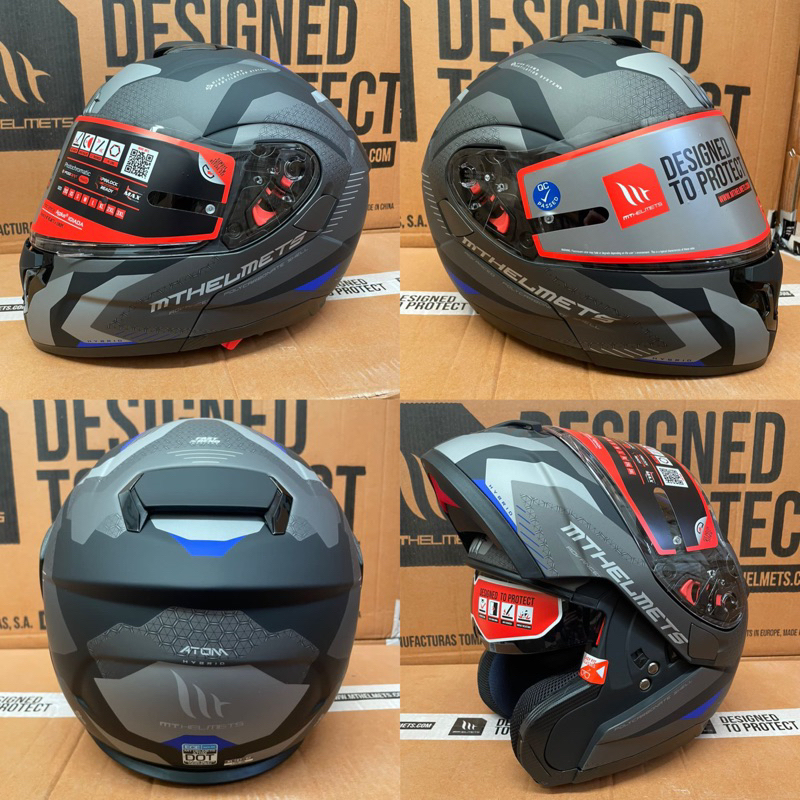 MT HELMETS ATOM SV HYBRID F7 MATT BLUE, FLIP UP HELMET, DOUBLE VISOR