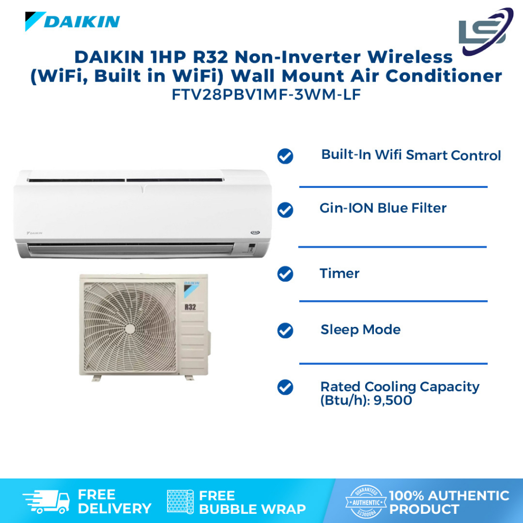 Daikin 1hp R32 Non Inverter Wireless Wifi Built In Wifi Wall Mount Air Conditioner 9165