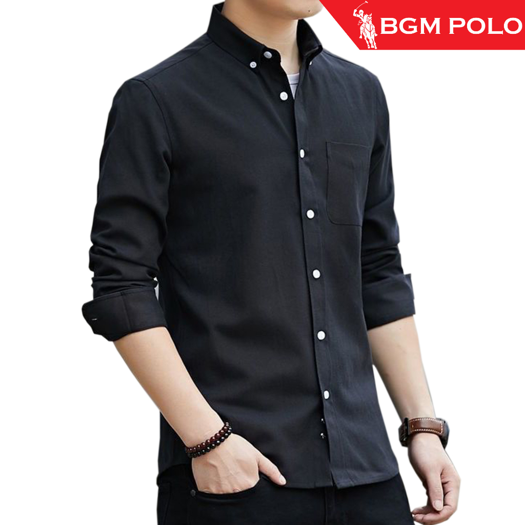 BGM Polo Men Long Sleeve Slim Fit Plain Shirt BP-MS034LS-FR | Shopee ...
