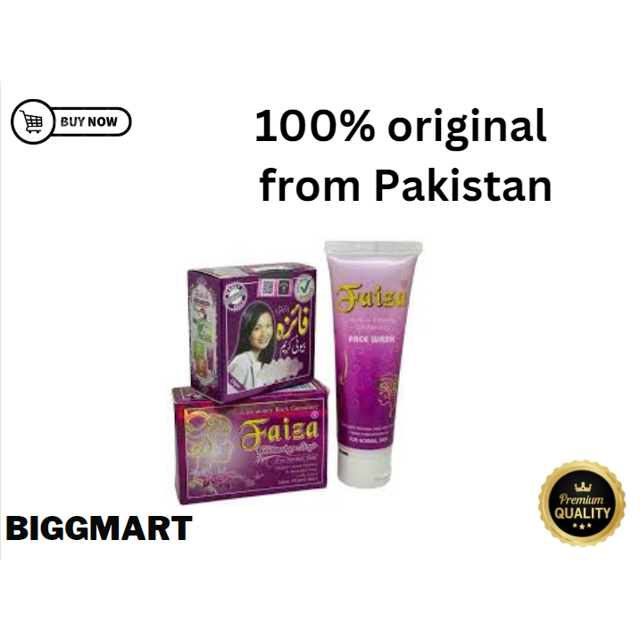 100 Original, FAIZA BEAUTY CREAM+FACE WASH +WHITENING SOAP ( SET 3 IN