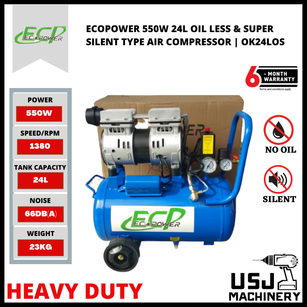 ECOPOWER 550Watt 24 Liter Oil Less & Super Silent Type Air Compressor ...
