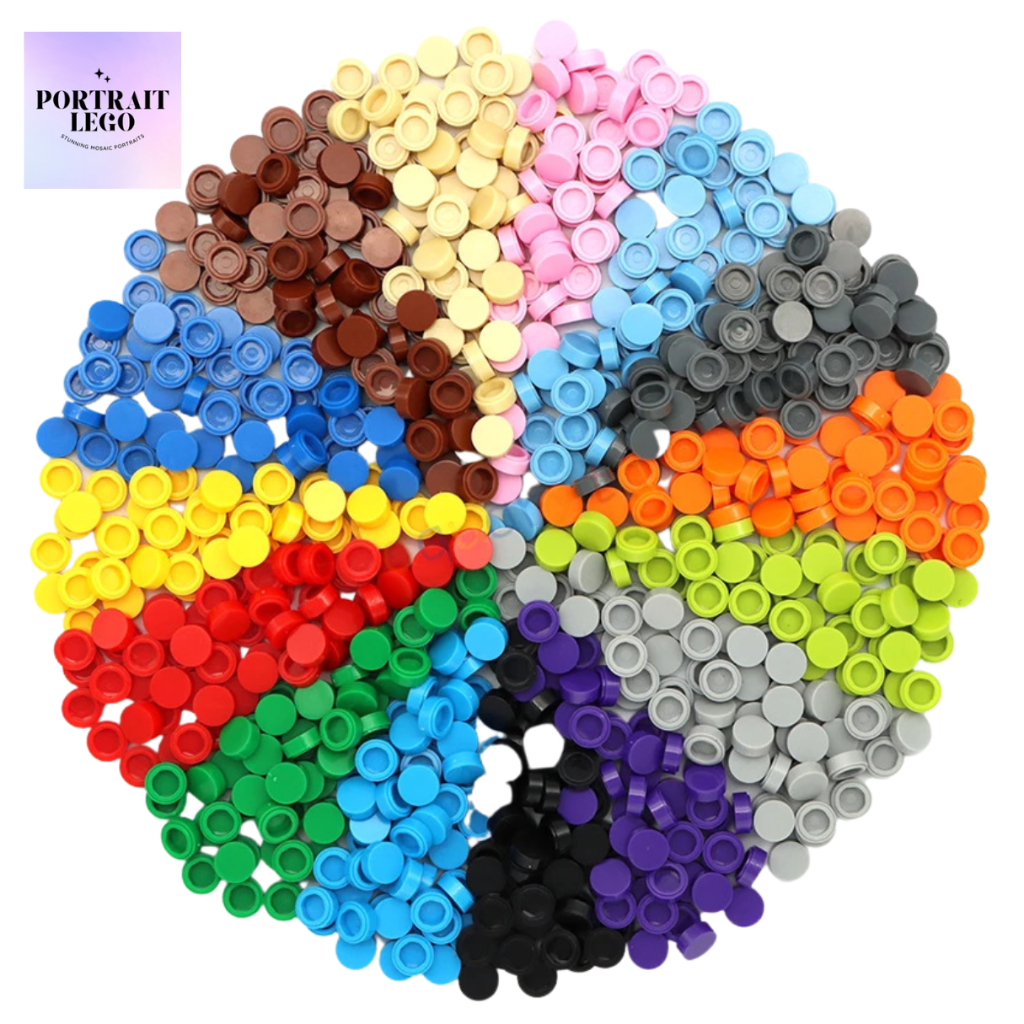 100 pieces 50 Color option Lego Compatible OEM 1x1 Flat Tile Round Pixel Art Bricks Building Blocks