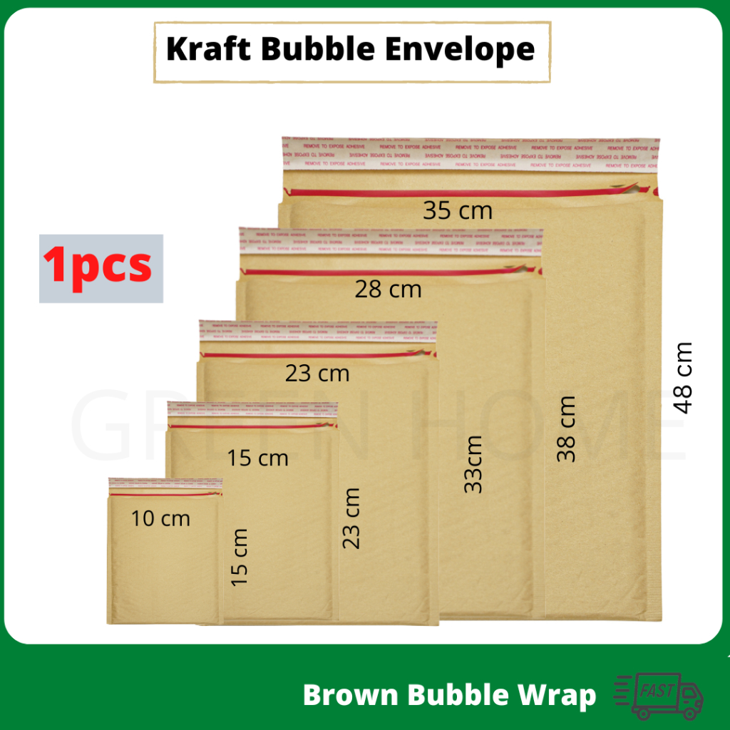 Bubble Mailer Kraft Brown ( 1 Pcs ) bubble envelope parcel bag courier