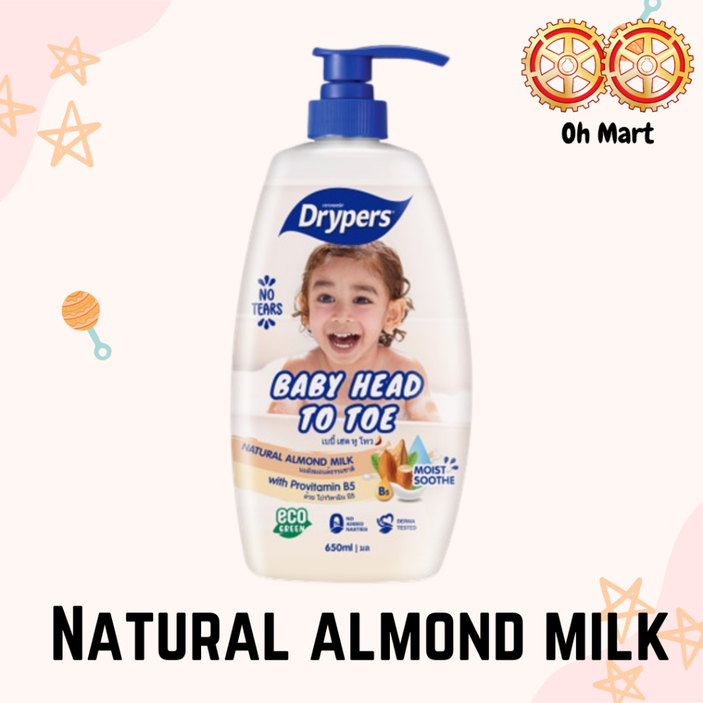 Drypers Baby Head To Toe Natural Shea Butter Oat Milk Fruit Comlex 