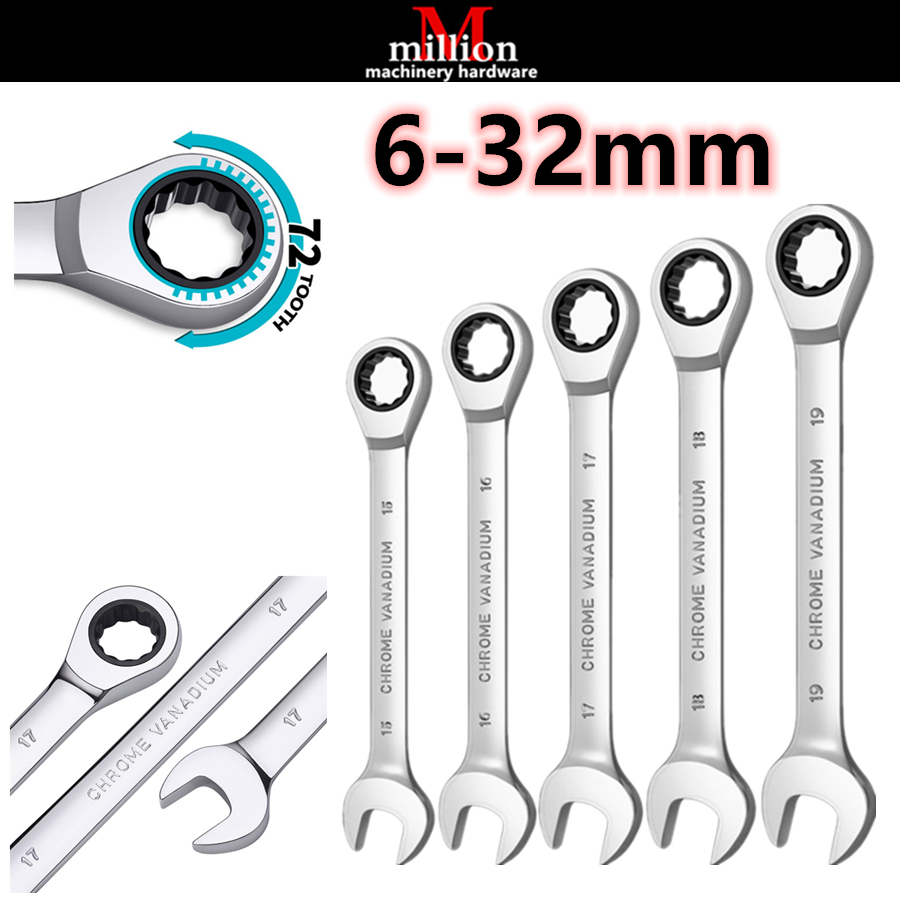 632mm 72Tooth Ratchet Geared Wrench Heavy Duty Combination Spanner