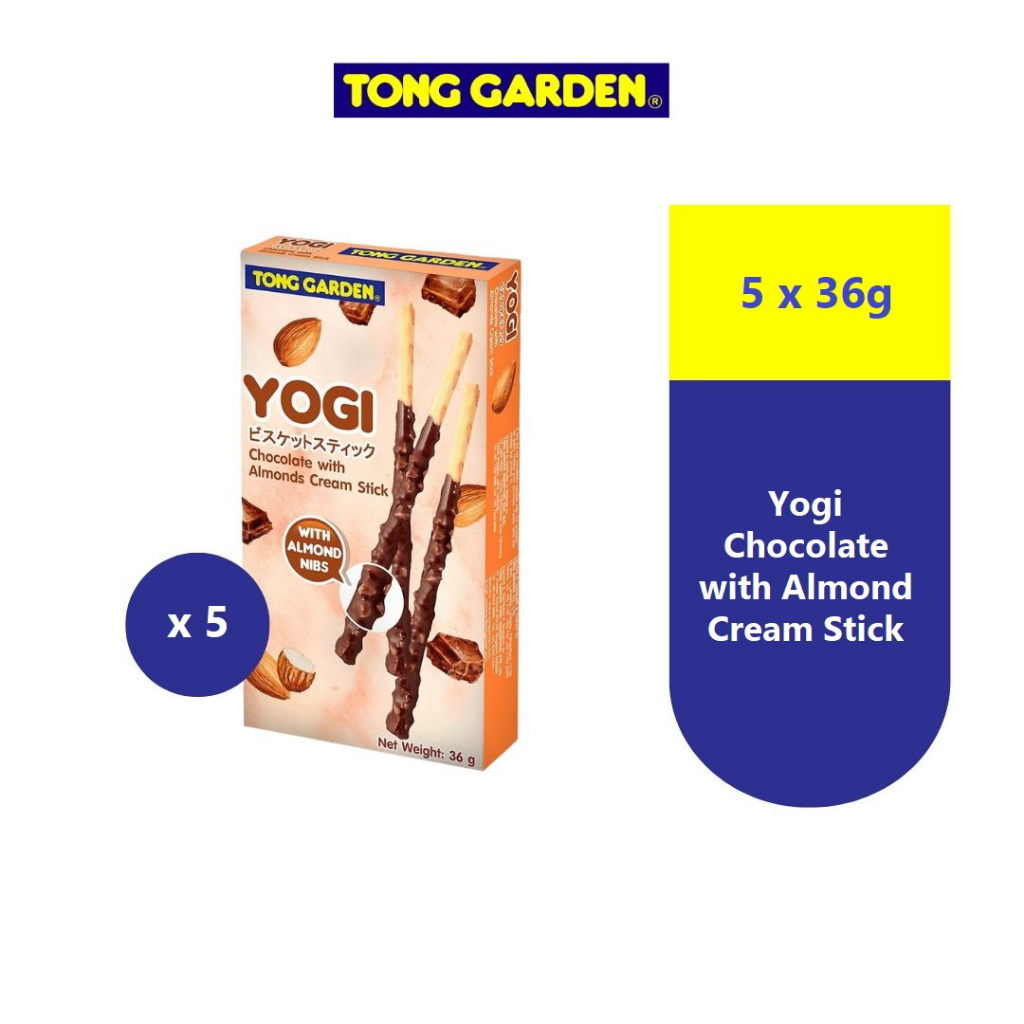 Tong Garden Yogi Chocolate with Almond Cream Stick 36g [Bundle of 5
