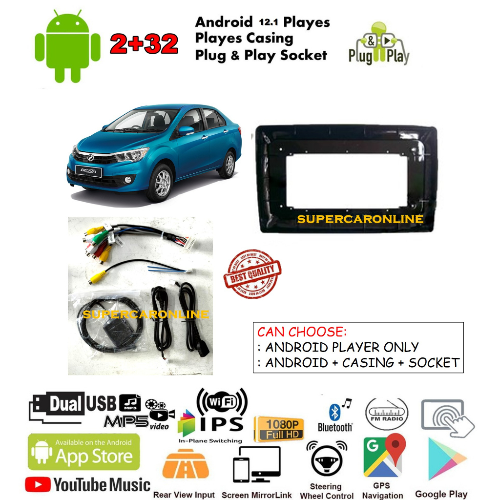 Perodua BEZZA android player 10 inch PLUG N PLAY with OEM casing ...