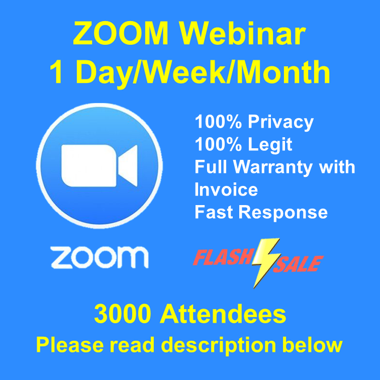 Zoom Pro Webinar Account [3000 Attendees] [1Day/Week/Month] Shopee