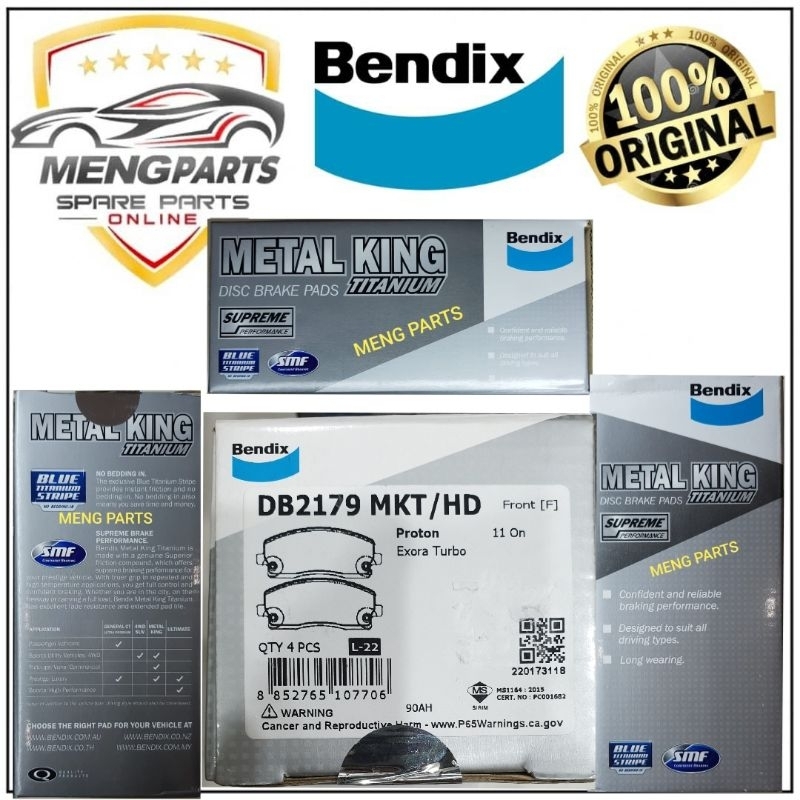 ORIGINAL BENDIX PROTON EXORA BOLD CFE *TURBO* FRONT DISC BRAKE PAD ...