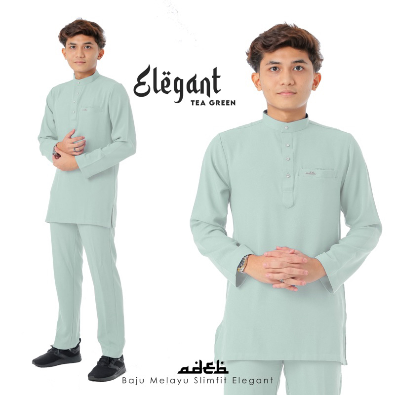 BAJU MELAYU SLIMFIT ELEGANT TEA GREEN (FREE BUTANG) Shopee Malaysia