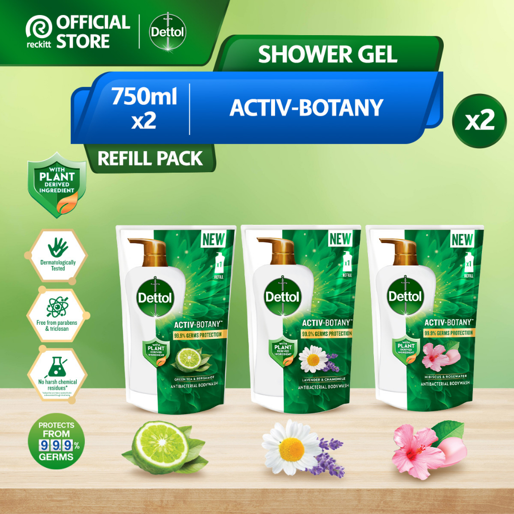 Dettol Antibacterial Activ Botany Shower Gel Body Wash Refill Pack