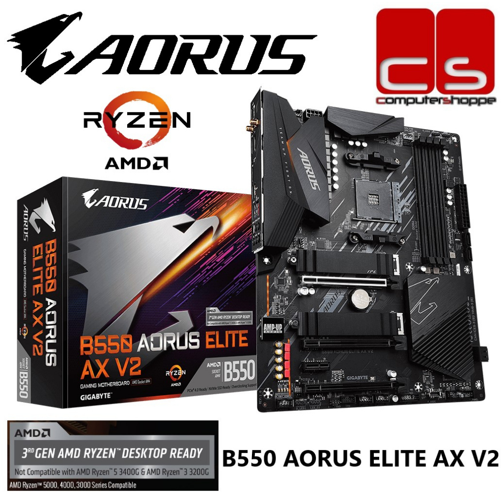 Gigabyte B550 AORUS ELITE AX V2 AM4 ATX Gaming Motherboard + AMD 5000