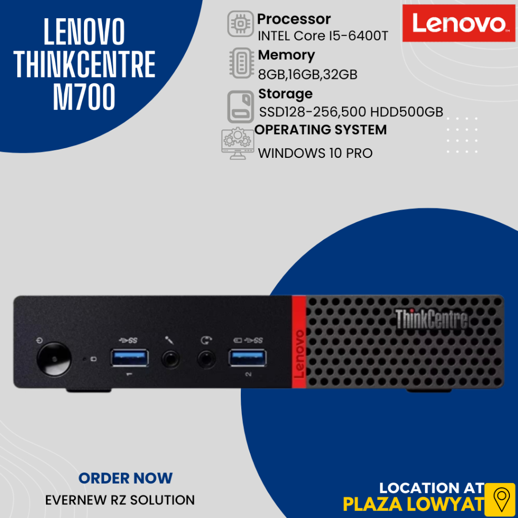 Lenovo ThinkCentre M700 Tiny PC, | Intel i5-6400T up to 3.1GHz | 16G DDR4 |  512G SSD | WINDOWS 10 PRO | Shopee Malaysia