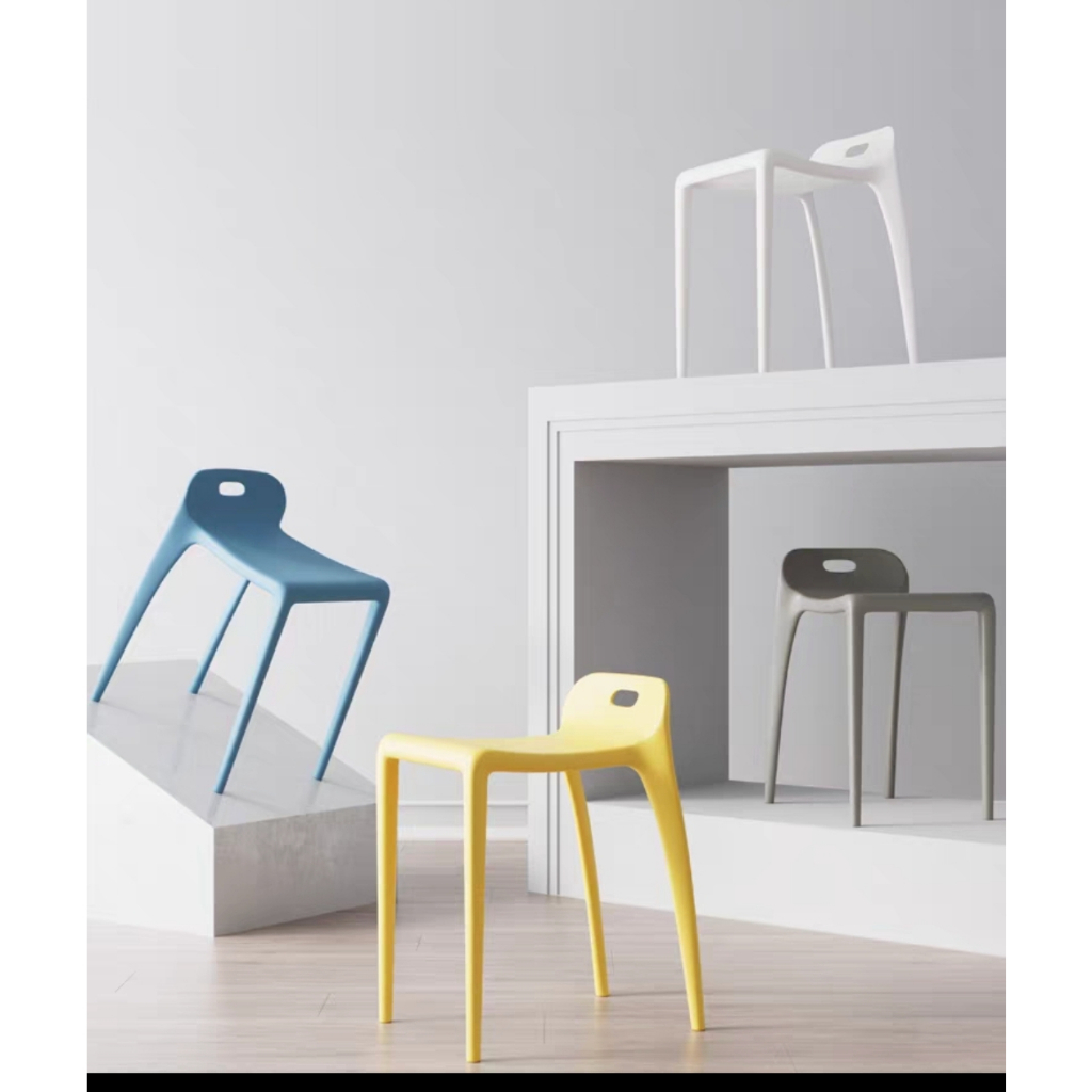 Nordic Minimalist Stackable Stool, Lounge Chair, Modern Plastic Stool