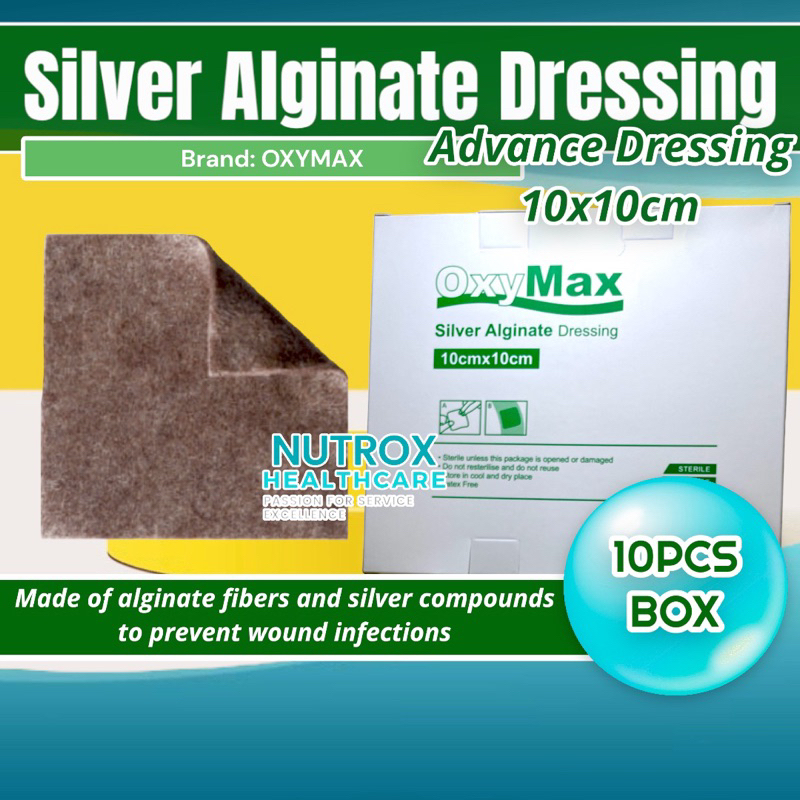Silver Alginate Dressing Size10cm x 10cm, Box of 10pcs Alginate