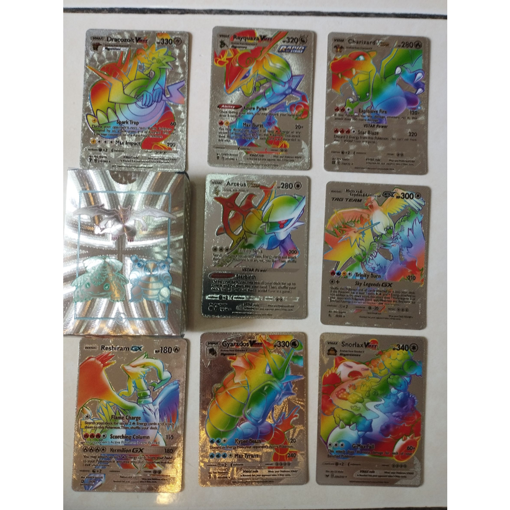 55/100pcs Pokemon Cards Metal Gold Vmax GX Energy Card Charizard ...