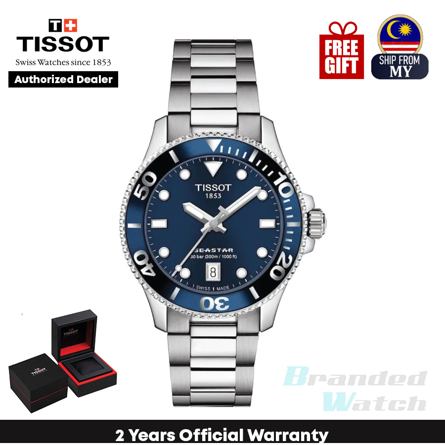 Tissot Seastar 1000 Lady Blue Dial Silver Steel Strap Watch For Women - T120.210.11.041.00