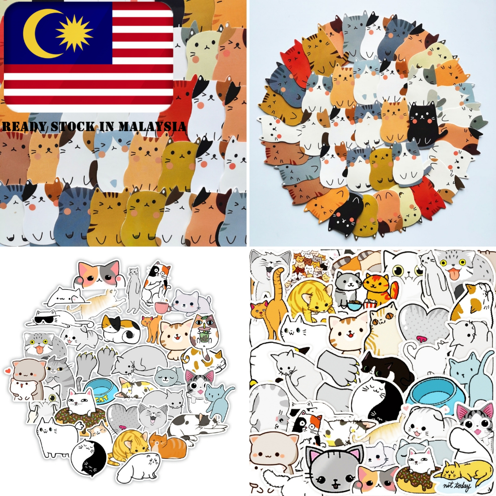 Cute Cartoon Cats Kitten Die Cut Deco Stickers Pack DIY Decorations ...