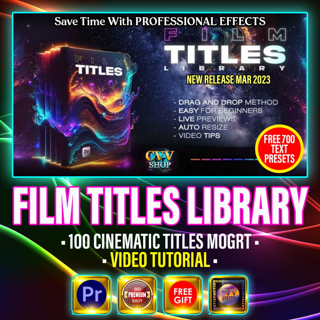 Cinematic Film Titles Library Adobe Premiere Pro MOGRT For PC Windows