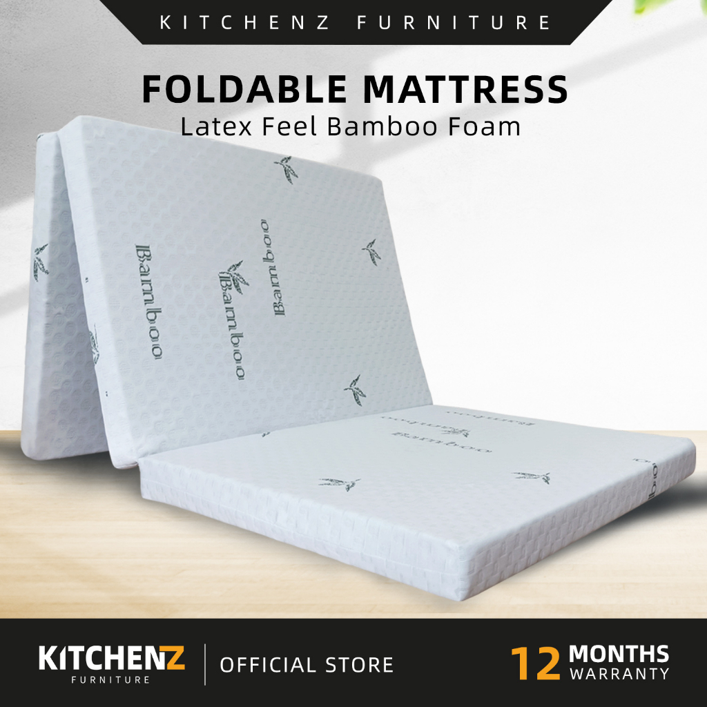 Kitchenz 2.5 inch Latex Feel Foldable AntiStatic Bamboo Foam Mattress