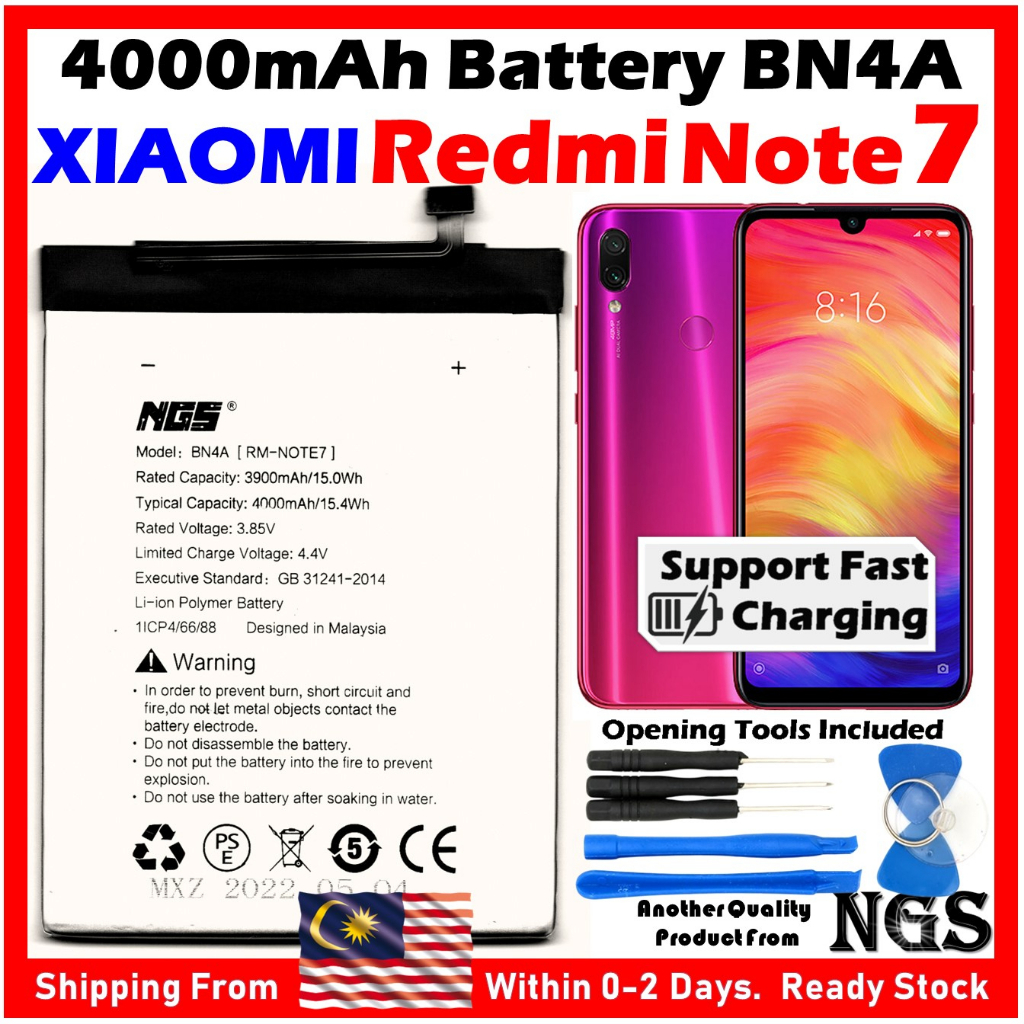 Orl Ngs Brand 4000mah Battery Bateri Bn4a Compatible For Xiaomi Redmi Note 7 With Opening Tools 8262