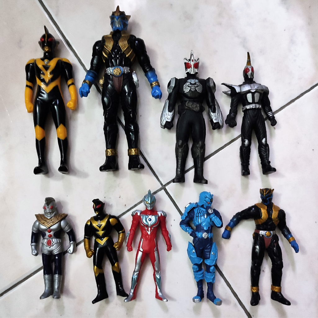 Lot De 3 Figurines Bioman En Sofubi/vinyle - Bandai 1984 - Occasion, Vintage, Fabriqué Au Japon