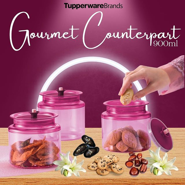 Tupperware Gourmet Counterparts Canister Cookies Jar 900ml Airtight 