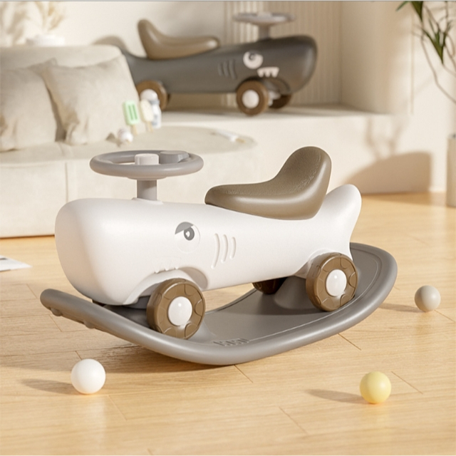 A#193 Multifunctional Kids Rocking Horse & Sliding Car Shark Design ...